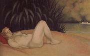 Felix Vallotton Nude sleeping on a bank France oil painting artist
